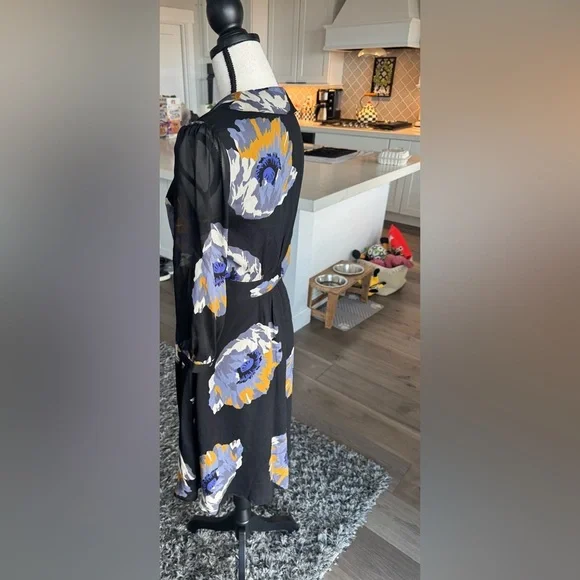 Boden Black Floral Button Front Midi Dress – Women’s Size 2R - Picture 3 of 8